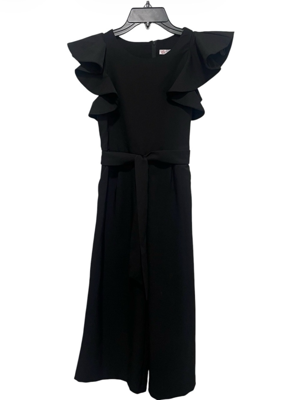 GB Girls Black Ruffle Sleeve Wide Leg Jumpsuit Size 10 Formal Party Wedding